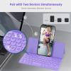 CACOE Wireless Keyboard with Stand, Mini Keyboard for Cell Phone, Ultra-Slim Portable, Foldable, Dual-Channel QWERTY with Stand Holder for Smartphone and More iOS Android Windows, Ocean Blue(Purple)