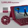 CACOE Wireless Keyboard with Stand, Mini Keyboard for Cell Phone, Ultra-Slim Portable, Foldable, Dual-Channel QWERTY with Stand Holder for Smartphone and More iOS Android Windows, Ocean Blue(Wine Red)