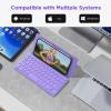 CACOE Wireless Keyboard with Stand, Mini Keyboard for Cell Phone, Ultra-Slim Portable, Foldable, Dual-Channel QWERTY with Stand Holder for Smartphone and More iOS Android Windows, Ocean Blue(Purple)