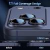 CACOE for iPhone 14 Pro/14 Pro Max/16 Pro/16 Pro Max Camera Lens Protector – Metal Frame Tempered Glass Cover, [Anti-Scratch] [Drop-Proof][Strong-Adhesion] Camera Screen Cover(Black)(Dark Blue)
