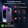 CACOE for iPhone 14 Pro/14 Pro Max/16 Pro/16 Pro Max Camera Lens Protector – Metal Frame Tempered Glass Cover, [Anti-Scratch] [Drop-Proof][Strong-Adhesion] Camera Screen Cover(Black)(Dark Purple)