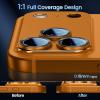 CACOE for iPhone 14 Pro/14 Pro Max/16 Pro/16 Pro Max Camera Lens Protector – Metal Frame Tempered Glass Cover, [Anti-Scratch] [Drop-Proof][Strong-Adhesion] Camera Screen Cover(Black)(Orange)