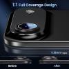 CACOE for iPhone 14 Pro/14 Pro Max/16 Pro/16 Pro Max Camera Lens Protector – Metal Frame Tempered Glass Cover, [Anti-Scratch] [Drop-Proof][Strong-Adhesion] Camera Screen Cover(Black)(Dark Black)