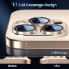 CACOE for iPhone 14 Pro/14 Pro Max/16 Pro/16 Pro Max Camera Lens Protector – Metal Frame Tempered Glass Cover, [Anti-Scratch] [Drop-Proof][Strong-Adhesion] Camera Screen Cover(Black)(Desert Gold)