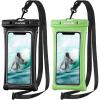 CACOE [Floatable] Floating Universal Waterproof Phone case 2 Pack-Up to 7.0″,Phone Pouch with Adjustable Neck Lanyard,IPX8 Cellphone Dry Bags for Beach Pool Swimming（Black+Black）(Black+Dark Green)