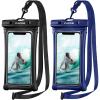 CACOE [Floatable] Floating Universal Waterproof Phone case 2 Pack-Up to 7.0″,Phone Pouch with Adjustable Neck Lanyard,IPX8 Cellphone Dry Bags for Beach Pool Swimming（Black+Black）(Black+Dark Blue)
