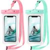 CACOE [Floatable] Floating Universal Waterproof Phone case 2 Pack-Up to 7.0″,Phone Pouch with Adjustable Neck Lanyard,IPX8 Cellphone Dry Bags for Beach Pool Swimming（Black+Black）(Blue+Pink)
