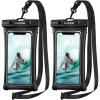 CACOE [Floatable] Floating Universal Waterproof Phone case 2 Pack-Up to 7.0″,Phone Pouch with Adjustable Neck Lanyard,IPX8 Cellphone Dry Bags for Beach Pool Swimming（Black+Black）(Black+Black)
