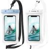 CACOE [Floatable] Floating Universal Waterproof Phone case 2 Pack-Up to 7.0″,Phone Pouch with Adjustable Neck Lanyard,IPX8 Cellphone Dry Bags for Beach Pool Swimming（Black+Black）(White+Blue)