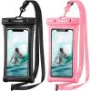 CACOE [Floatable] Floating Universal Waterproof Phone case 2 Pack-Up to 7.0″,Phone Pouch with Adjustable Neck Lanyard,IPX8 Cellphone Dry Bags for Beach Pool Swimming（Black+Black）(Black+Pink)
