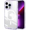 CACOE Magnetic Case for iPhone 13 & iPhone 14 6.1 inch-Compatible with MagSafe & Magnetic Car Phone Mount,Not Yellowing Anti-Scratch (Clear)(Clear Purple)