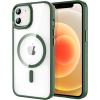 CACOE Magnetic Case for iPhone 13 & iPhone 14 6.1 inch-Compatible with MagSafe & Magnetic Car Phone Mount,Not Yellowing Anti-Scratch (Clear)(Dark Green)