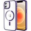 CACOE Magnetic Case for iPhone 13 & iPhone 14 6.1 inch-Compatible with MagSafe & Magnetic Car Phone Mount,Not Yellowing Anti-Scratch (Clear)(Dark Purple)