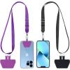 CACOE Phone Lanyard 2 Pack-2× Adjustable Neck Strap,2× Phone Patches,Universal Cell Phone Multifuctional Patch Lanyards Compatible with Most Smartphones(Black+Gray)(Black+purple)