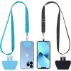 CACOE Phone Lanyard 2 Pack-2× Adjustable Neck Strap,2× Phone Patches,Universal Cell Phone Multifuctional Patch Lanyards Compatible with Most Smartphones(Black+Gray)(Black+light Blue)