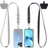 CACOE Phone Lanyard 2 Pack-2× Adjustable Neck Strap,2× Phone Patches,Universal Cell Phone Multifuctional Patch Lanyards Compatible with Most Smartphones(Black+Gray)(Black+gray #2)