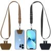 CACOE Phone Lanyard 2 Pack-2× Adjustable Neck Strap,2× Phone Patches,Universal Cell Phone Multifuctional Patch Lanyards Compatible with Most Smartphones(Black+Gray)(Black+brown)