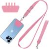 CACOE Phone Lanyard 2 Pcs-1 Pcs Adjustable Neck Strap,1 Pcs Wrist Strap,2 Pads,Universal Crossbody Multifuctional Cell Phone Lanyards Compatible with Most Smartphones(Black)(Pink)