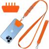 CACOE Phone Lanyard 2 Pcs-1 Pcs Adjustable Neck Strap,1 Pcs Wrist Strap,2 Pads,Universal Crossbody Multifuctional Cell Phone Lanyards Compatible with Most Smartphones(Black)(Orange)