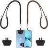CACOE Phone Lanyard-2 PCS Adjustable Neck Strap,Universal Crossbody Multifuctional Cell Phone Lanyards Compatible with Most Smartphones(Black+Light Blue)(Black+dark Brown)