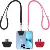 CACOE Phone Lanyard-2 PCS Adjustable Neck Strap,Universal Crossbody Multifuctional Cell Phone Lanyards Compatible with Most Smartphones(Black+Light Blue)(Black+rose Red)