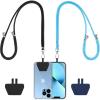 CACOE Phone Lanyard-2 PCS Adjustable Neck Strap,Universal Crossbody Multifuctional Cell Phone Lanyards Compatible with Most Smartphones(Black+Light Blue)(Black+bright Blue)