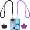 CACOE Phone Lanyard-2 PCS Adjustable Neck Strap,Universal Crossbody Multifuctional Cell Phone Lanyards Compatible with Most Smartphones(Black+Light Blue)(Black+dark Purple)