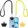 CACOE Phone Lanyard-2 PCS Adjustable Neck Strap,Universal Crossbody Multifuctional Cell Phone Lanyards Compatible with Most Smartphones(Black+Light Blue)(Black+yellow)