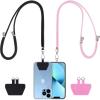 CACOE Phone Lanyard-2 PCS Adjustable Neck Strap,Universal Crossbody Multifuctional Cell Phone Lanyards Compatible with Most Smartphones(Black+Light Blue)(Black+bright Pink)