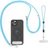 CACOE Phone Lanyard-2 PCS Adjustable Neck Strap,Universal Crossbody Multifuctional Cell Phone Lanyards Compatible with Most Smartphones(Black+Light Blue)(Light Blue)