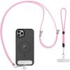 CACOE Phone Lanyard-2 PCS Adjustable Neck Strap,Universal Crossbody Multifuctional Cell Phone Lanyards Compatible with Most Smartphones(Black+Light Blue)(Light Pink)