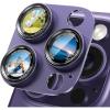 CACOE for iPhone 14 Pro/14 Pro Max/16 Pro/16 Pro Max Camera Lens Protector – Metal Frame Tempered Glass Cover, [Anti-Scratch] [Drop-Proof][Strong-Adhesion] Camera Screen Cover(Black)(Dark Purple)