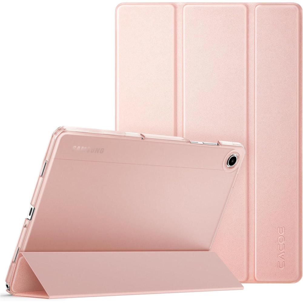 imageCACOE Case for Samsung Galaxy Tab A9 A11 Plus 11 Inch 2025 with Screen Protector Ultra Slim Hard PC Translucent Back Shell Stand Cover Auto WakeSleep BlueRose Gold