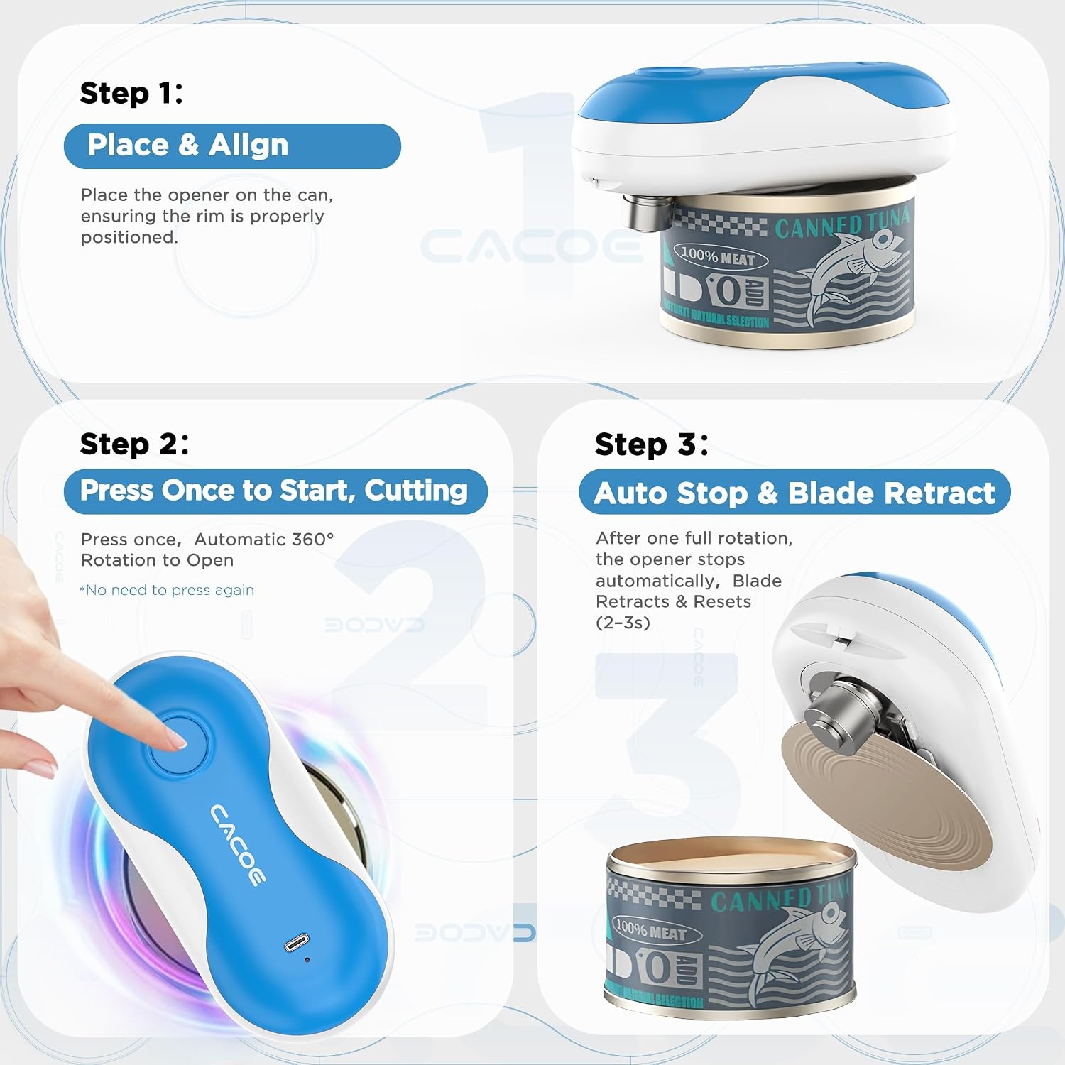 image:imageCACOE Automatic Smart Electric Can OpenerBlue