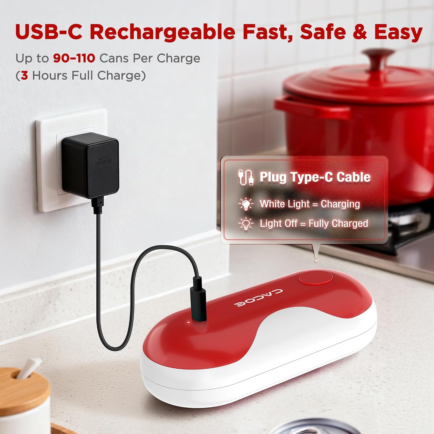 image:imageCACOE Automatic Smart Electric Can OpenerRed
