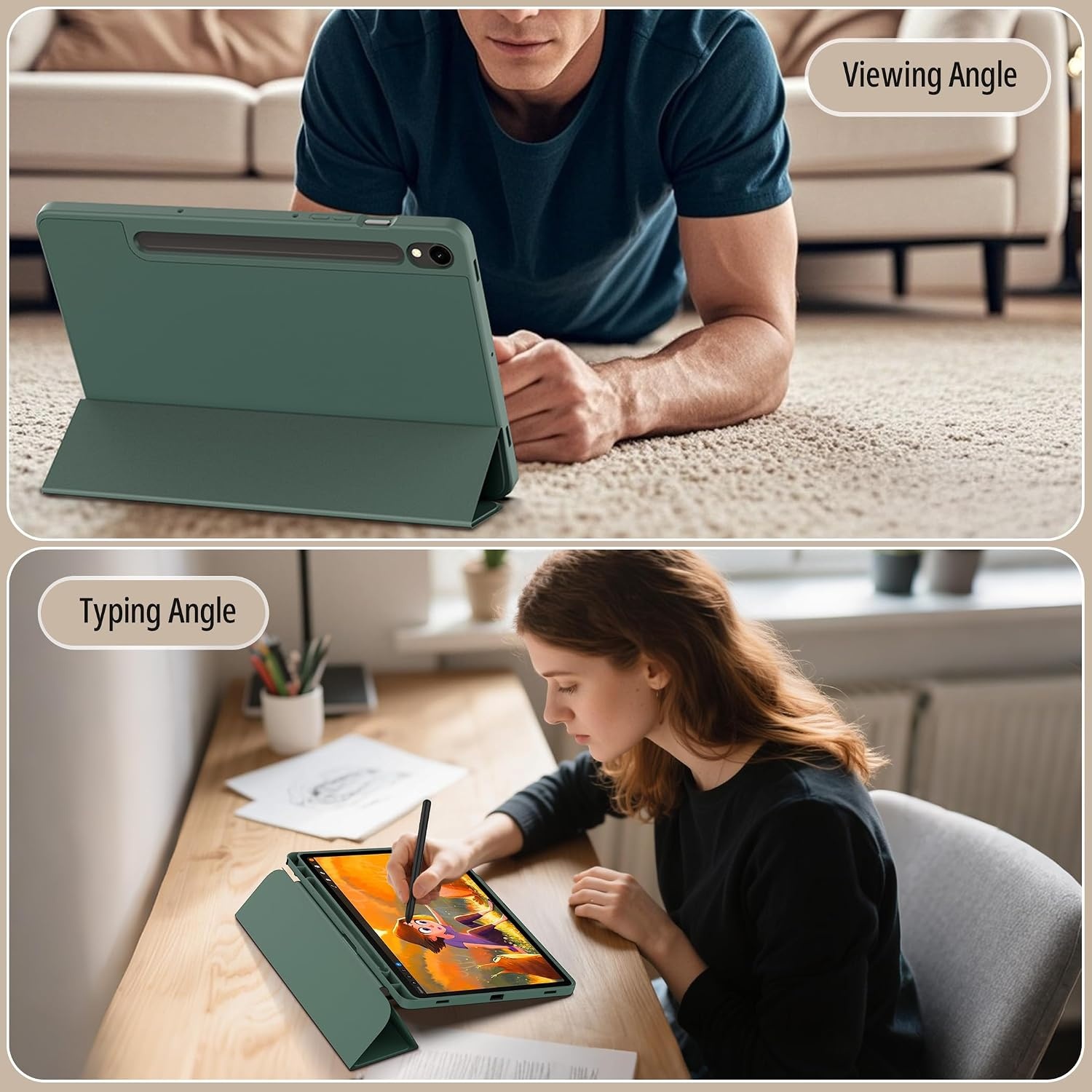 image:imageCACOE Case for Samsung Galaxy Tab S10 Lite S10 FE S9 FE 109 S9 11Midnight Green