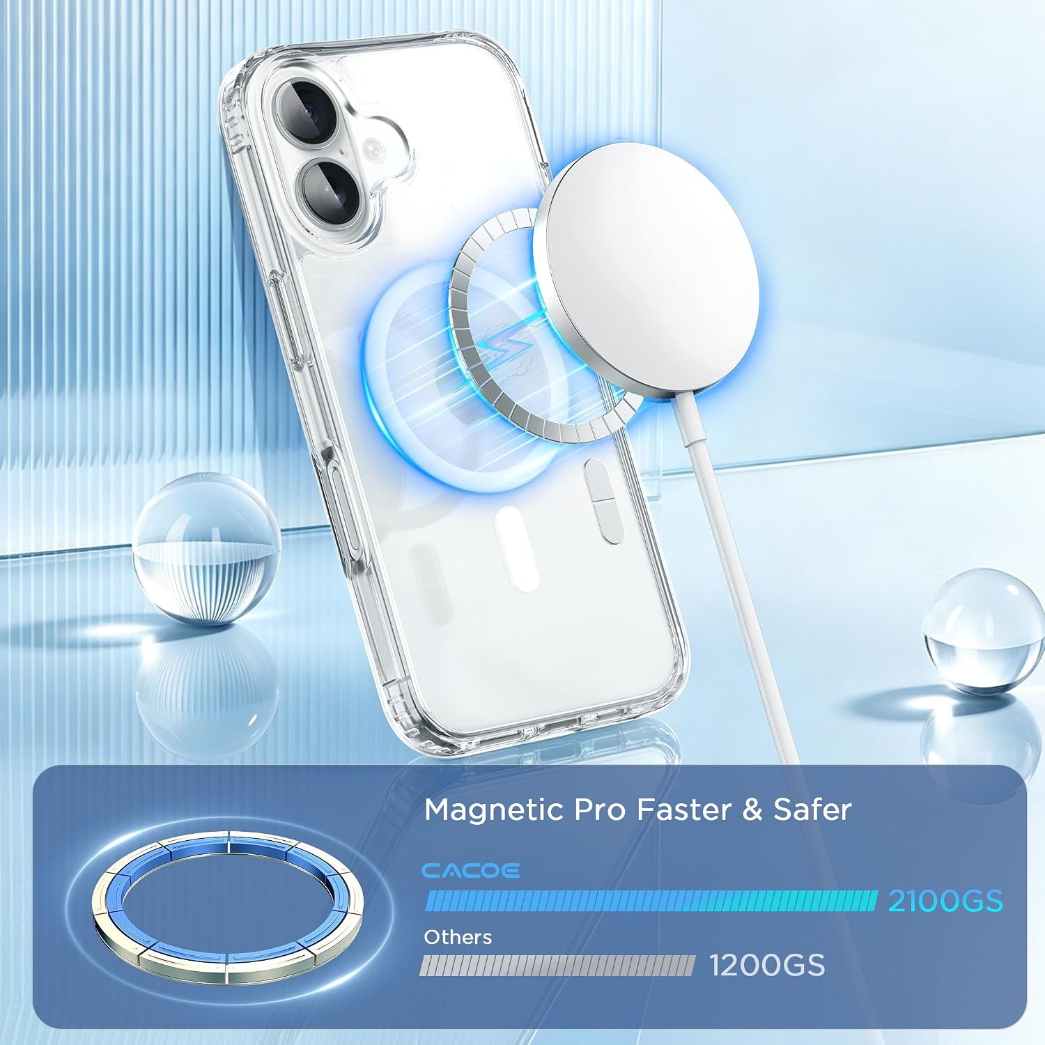 image:imageCACOE Magnetic Case for iPhone 15 61 inch ClearClear