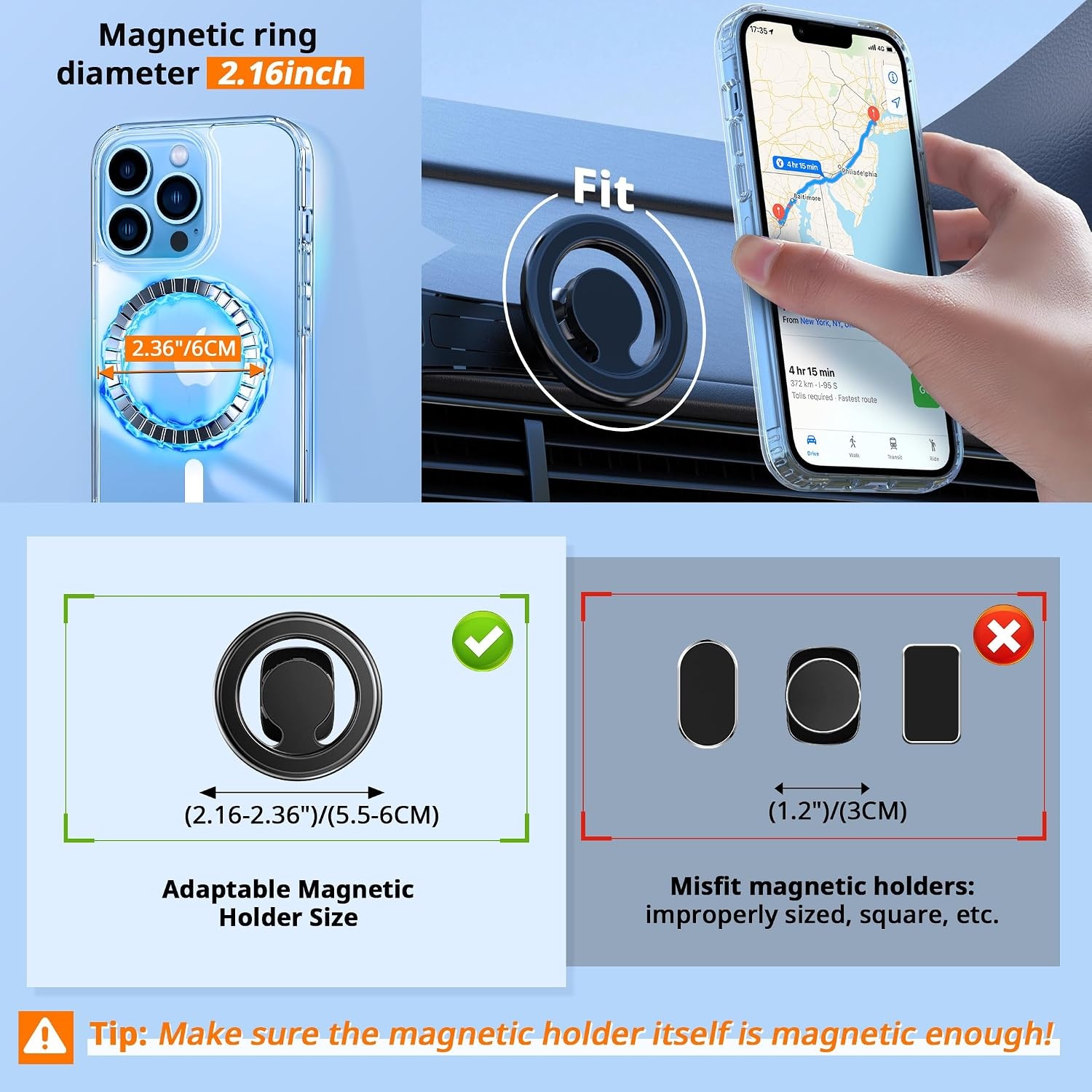 image:imageCACOE Magnetic Case for iPhone 15 61 inch ClearClear
