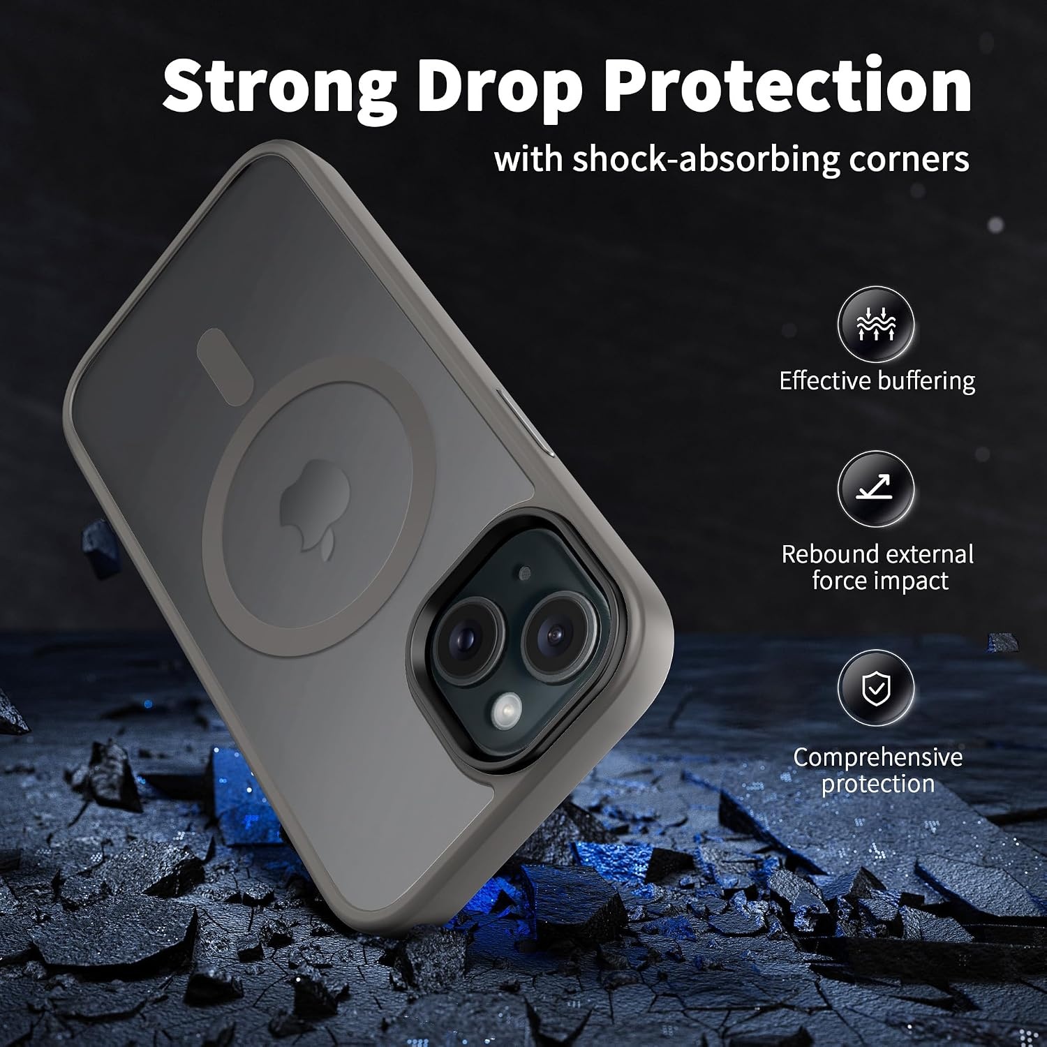 image:imageCACOE Magnetic Case for iPhone 15 61 inch ClearLight Gray