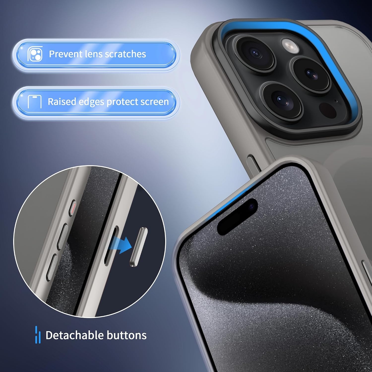image:imageCACOE Magnetic Case for iPhone 15 61 inch ClearLight Gray