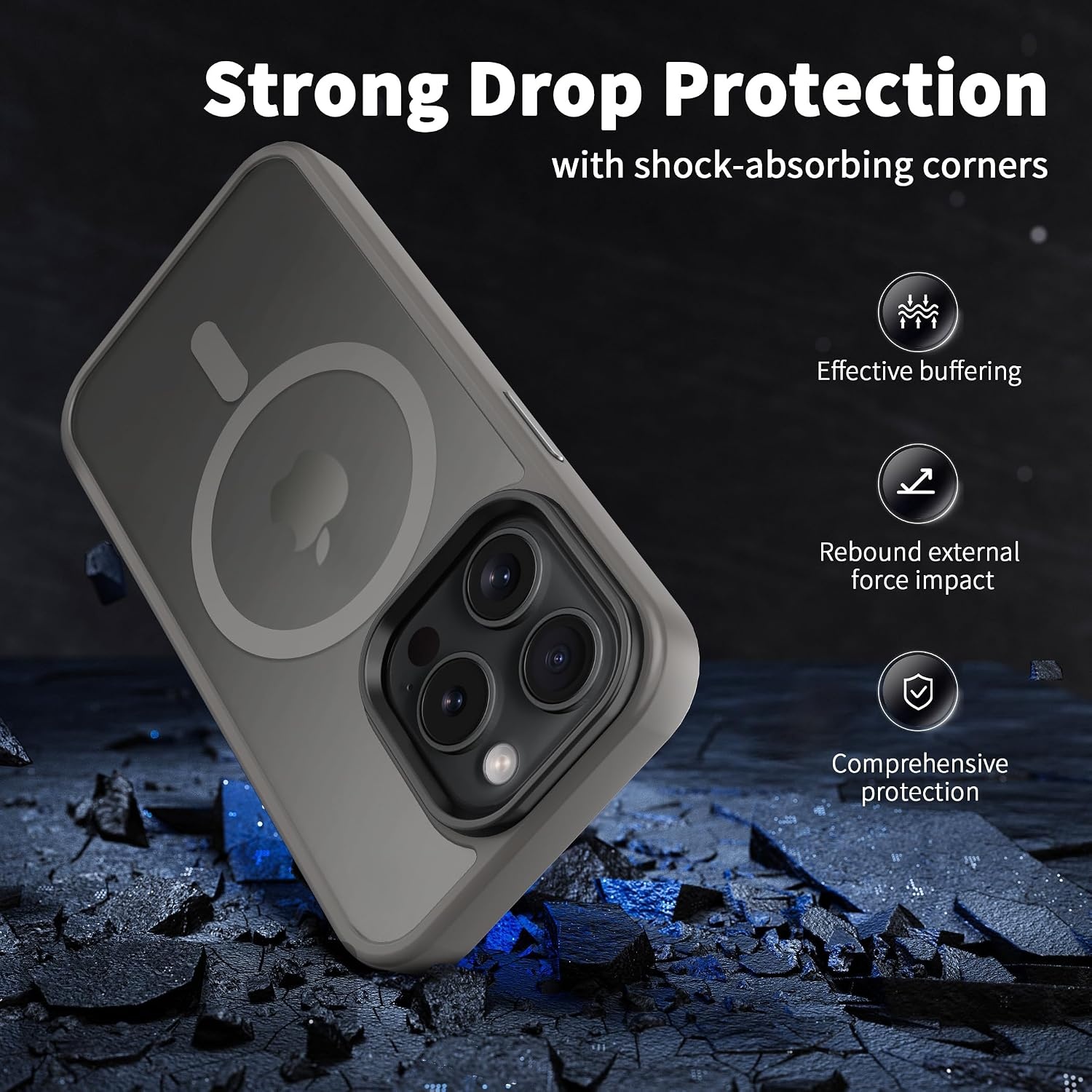 image:imageCACOE Magnetic Case for iPhone 15 61 inch ClearLight Gray