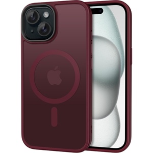 CACOE Magnetic Case for iPhone 15 6.1 inch, Clear(Dark Red)