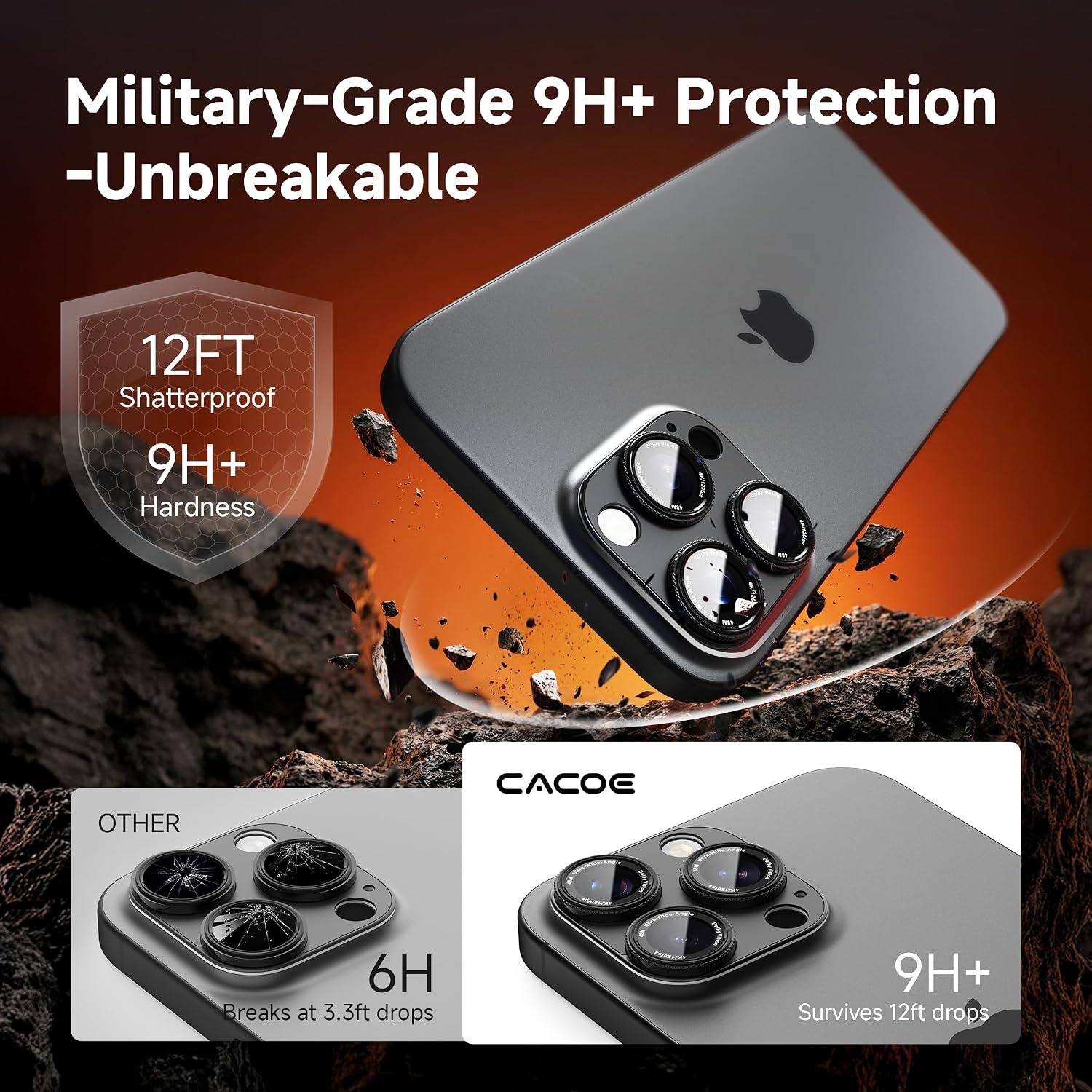 image:imageCACOE Metal Camera Lens Protector for iPhone 17 Pro MaxCarbon Black