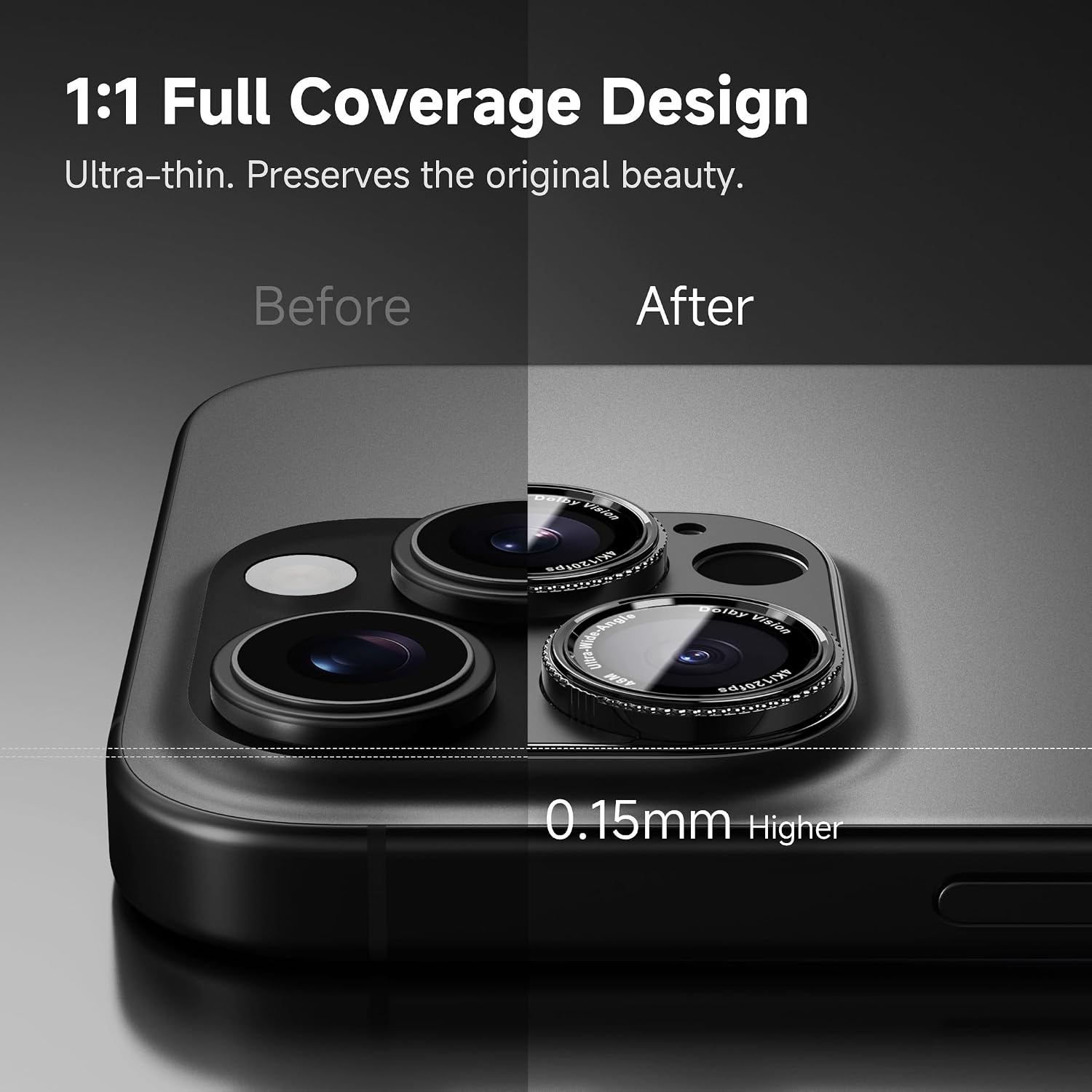 image:imageCACOE Metal Camera Lens Protector for iPhone 17 Pro MaxDark Black