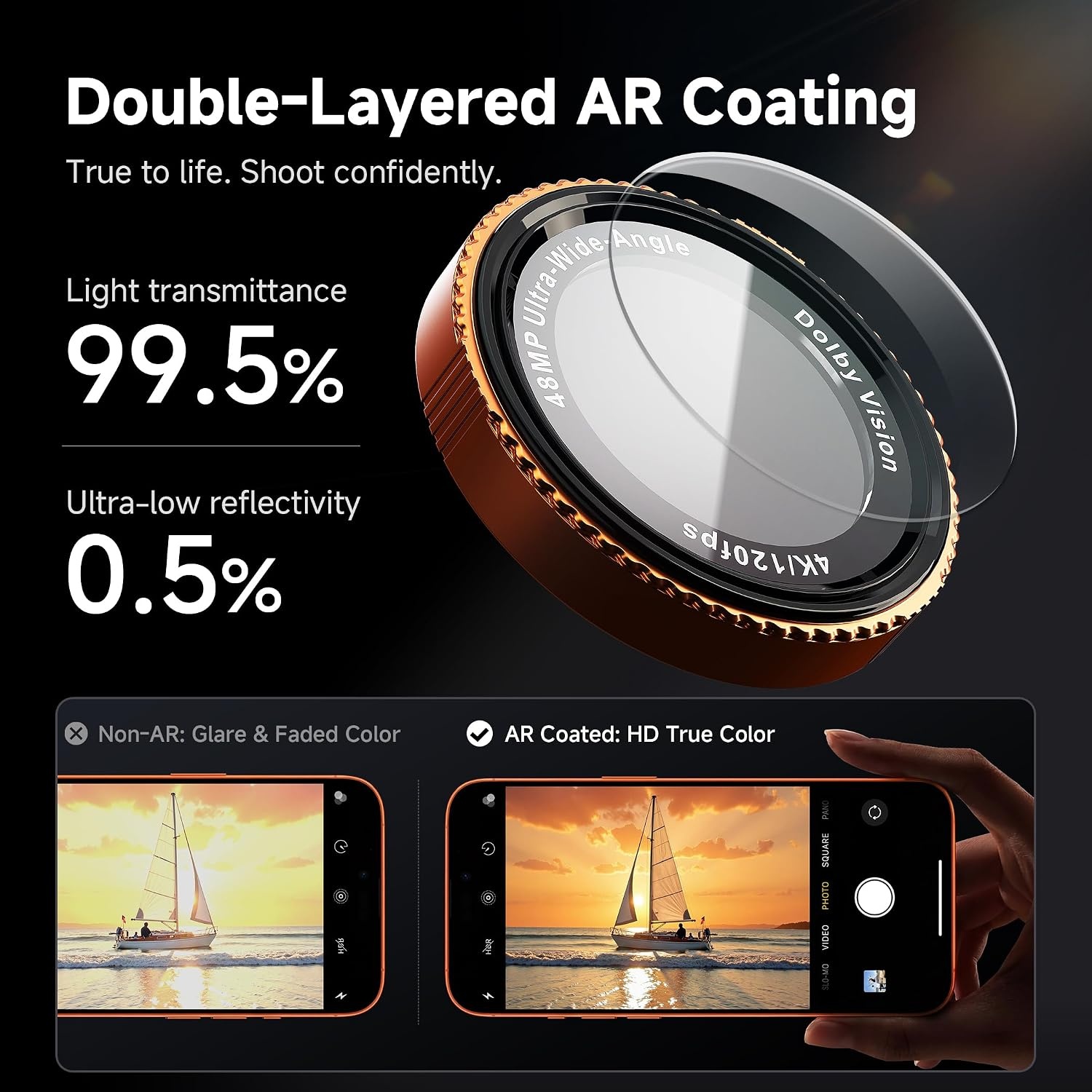 image:imageCACOE Metal Camera Lens Protector for iPhone 17 Pro MaxOrange