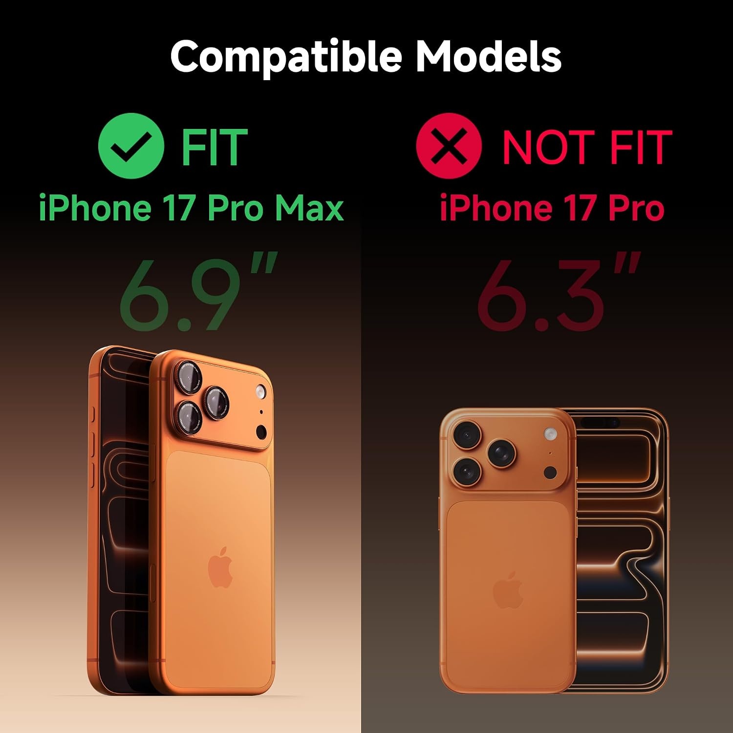 image:imageCACOE Metal Camera Lens Protector for iPhone 17 Pro MaxOrange