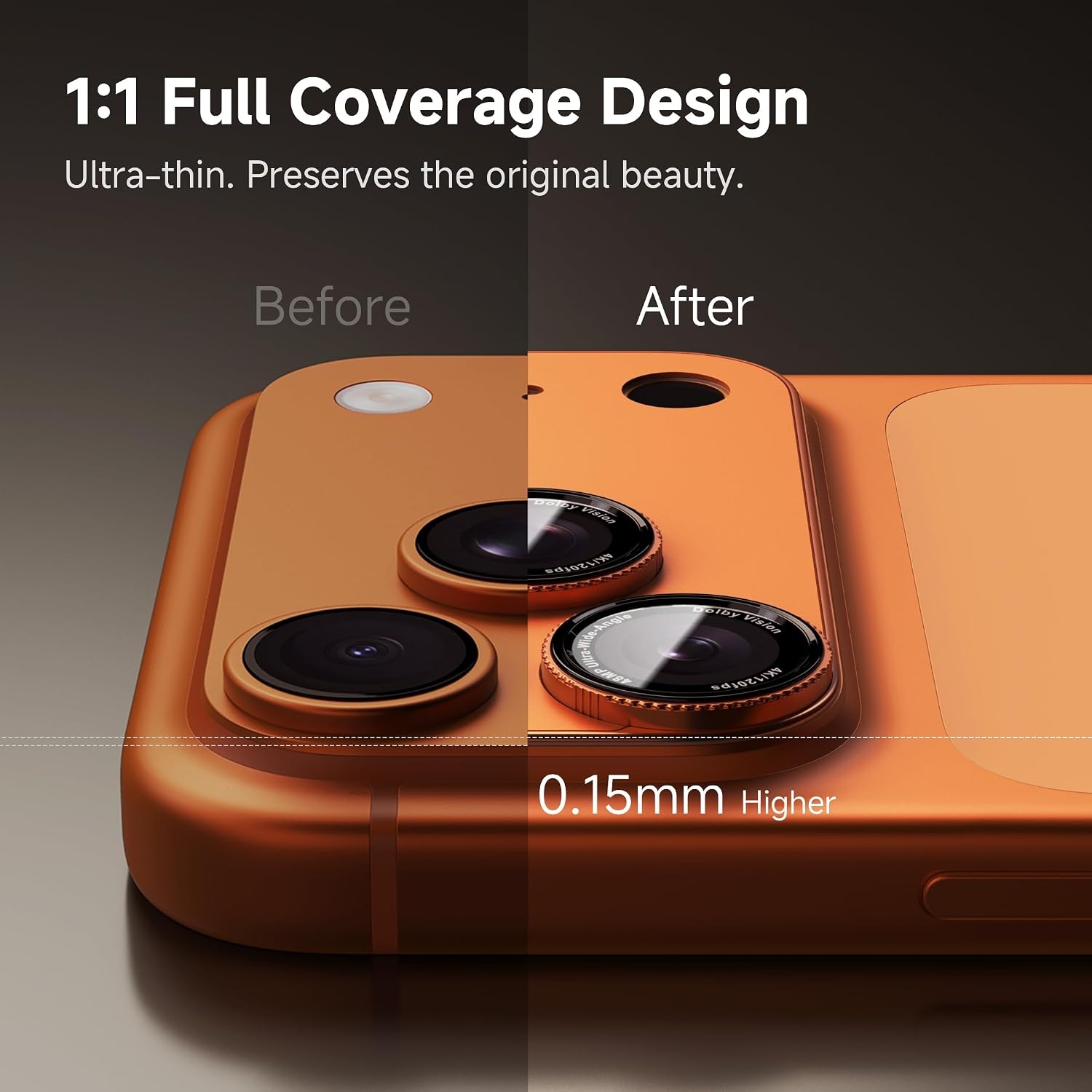 image:imageCACOE Metal Camera Lens Protector for iPhone 17 Pro MaxOrange