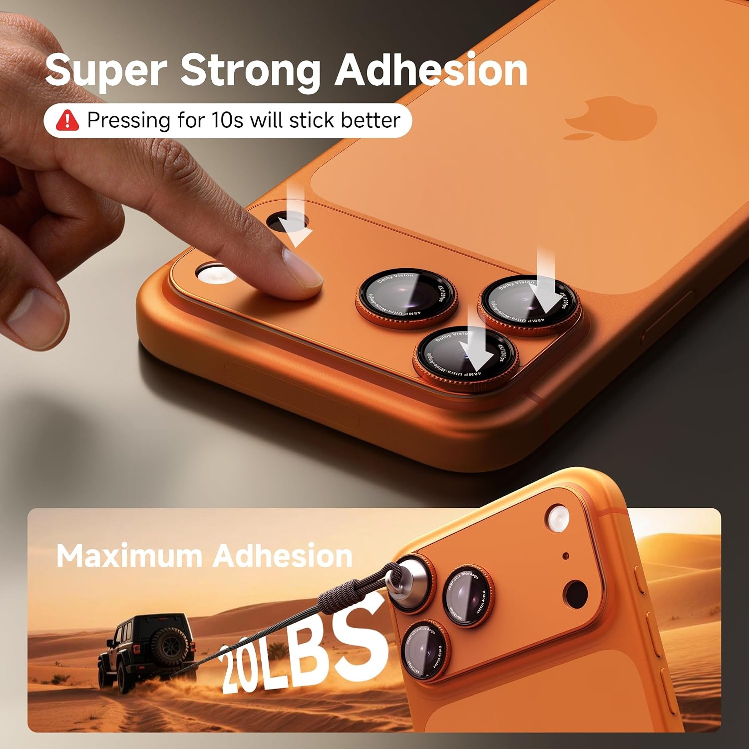 image:imageCACOE Metal Camera Lens Protector for iPhone 17 Pro MaxOrange