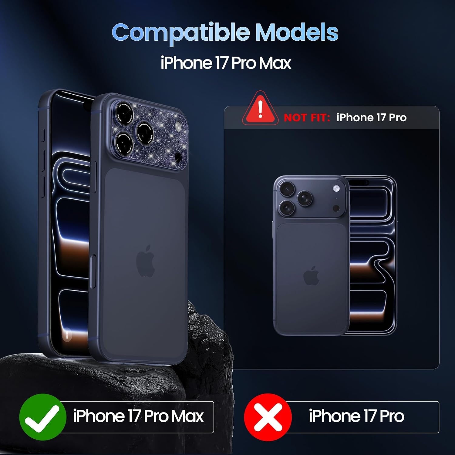 image:imageCACOE Metal Camera Lens Protector for iPhone 17 Pro MaxShining Blue