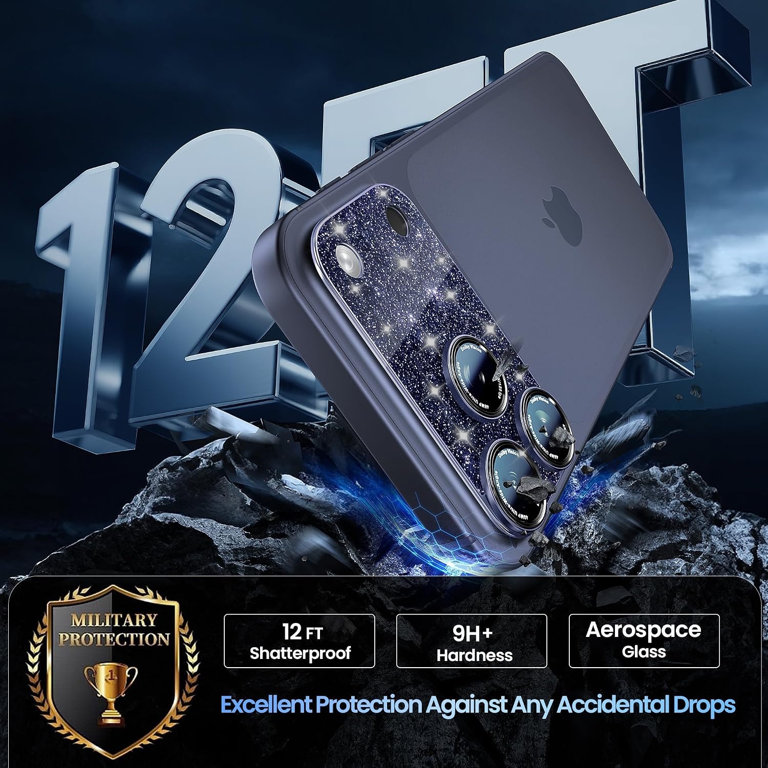 image:imageCACOE Metal Camera Lens Protector for iPhone 17 Pro MaxShining Blue